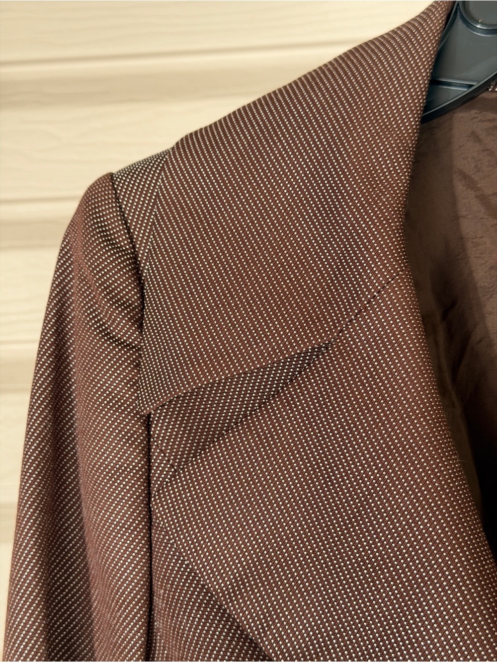 Escada Brown Micro Textured Wool Silk Tailored Blazer Quiet Luxury M - Picture 3 of 16